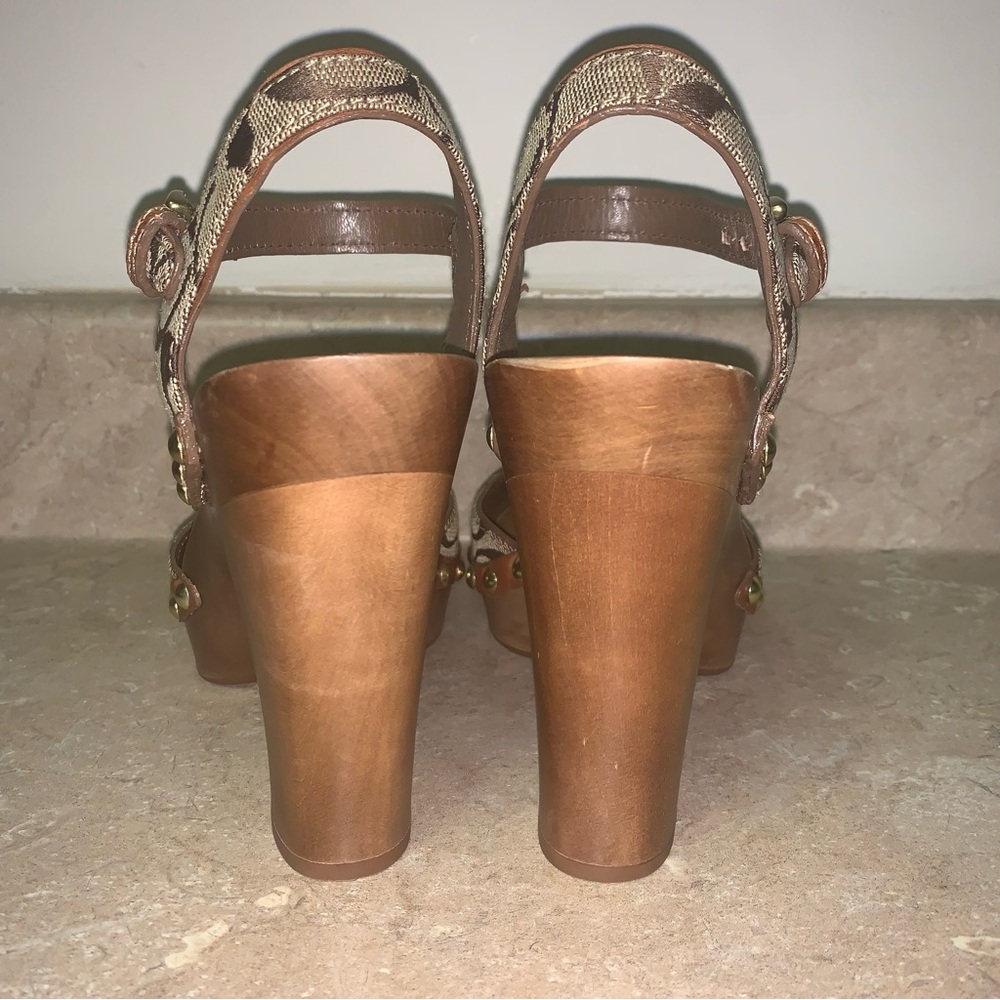 Coach Carleen Sig Women's Brown Patterned Heels - Picture 7 of 15
